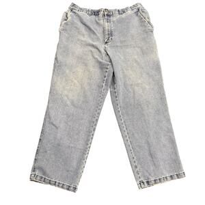 David Taylor Jeans Mens 38x29 Blue Elastic Waist Flat Front Relaxed Straight BUB